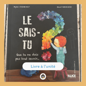 Le sais-tu?  Quelles sont les choses essentielles qu'un enfant de maternelle doit vraiment savoir ? Cet album relativise les attentes autour de l'enfant, et le recentre vers l'essentiel : savoir profiter de chaque instant et être heureux, tout simplement.