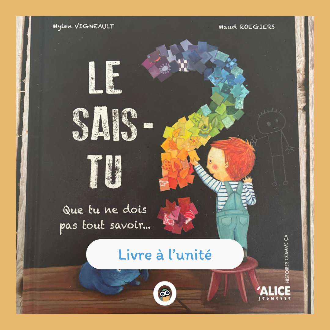 Le sais-tu?  Quelles sont les choses essentielles qu'un enfant de maternelle doit vraiment savoir ? Cet album relativise les attentes autour de l'enfant, et le recentre vers l'essentiel : savoir profiter de chaque instant et être heureux, tout simplement.