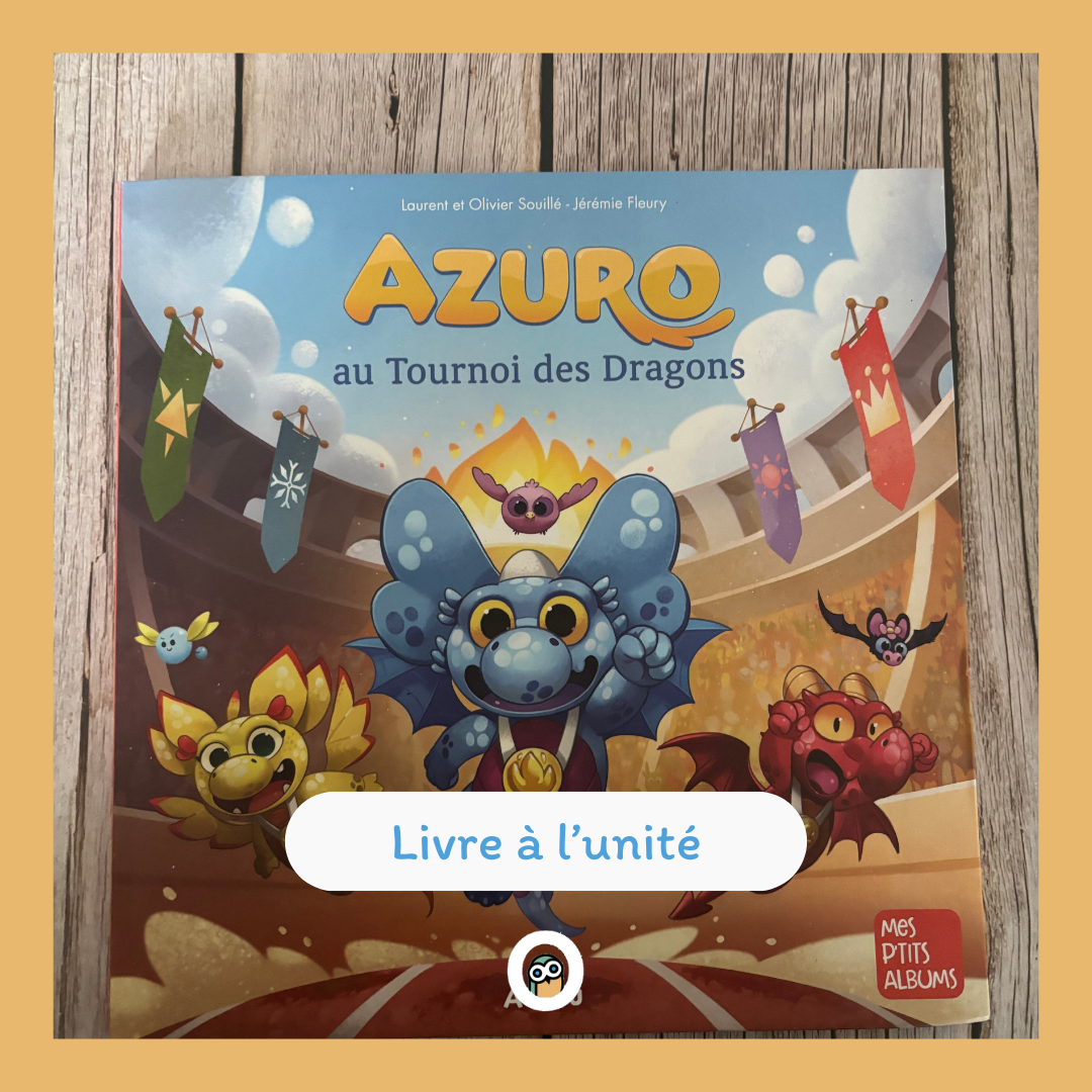 Azuro - Au tournoi des dragons La nouvelle aventure fantastique d'Azuro, le dragon bleu.  Au royaume d'Azuro, un important événement se prépare : le Tournoi des Dragons ! Des quatre coins du Royaume arrivent les participants pour tenter de remporter la Flamme d'or. Azuro, Vermillon et Oria parviendront ils à vaincre les dragons des Neiges et gagner le tournoi ?