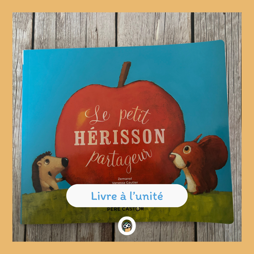 Le petit hérisson partageur  Hérisson aperçoit une pomme bien ronde : il se cache pour la manger tranquillement. Mais arrivent Lapin, Écureuil puis Souris, alors Hérisson accepte de partager. Les gourmands vont compléter ce merveilleux festin !