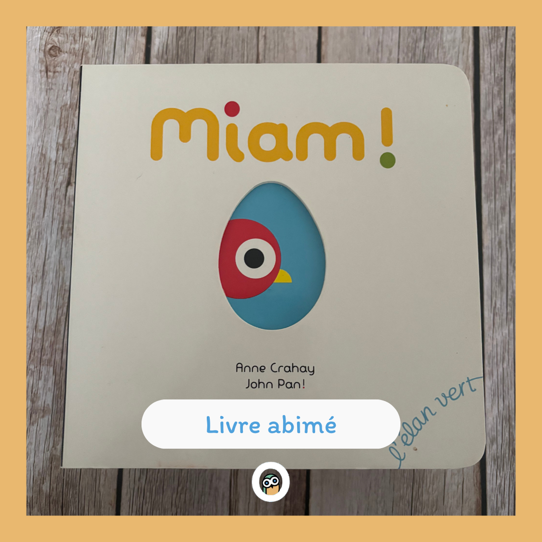 Miiiam!  Coucou ! Un oisillon sort de l'oeuf. Hop ! Il s'envole. Oh ! Une pomme ! Mmm, une chenille ! Miam !