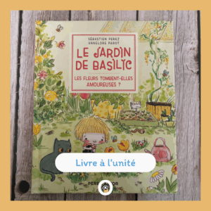 Le jardin de Basilic "- La neige est toute jaune dans le jardin !crie Basilic.- Mais non, c'est de la poussière d'amourenvoyée par les fleurs, répond Mamie Carotte.- Quoi ? Les fleurs aussi tombent amoureuses ?"Le jardin est le terrain de jeu de Basilic.Grâce à sa Mamie Carotte, il y découvre tous les secrets de la nature.Avec les explications de Mamie Carotte pour tout comprendre sur la pollinisation.