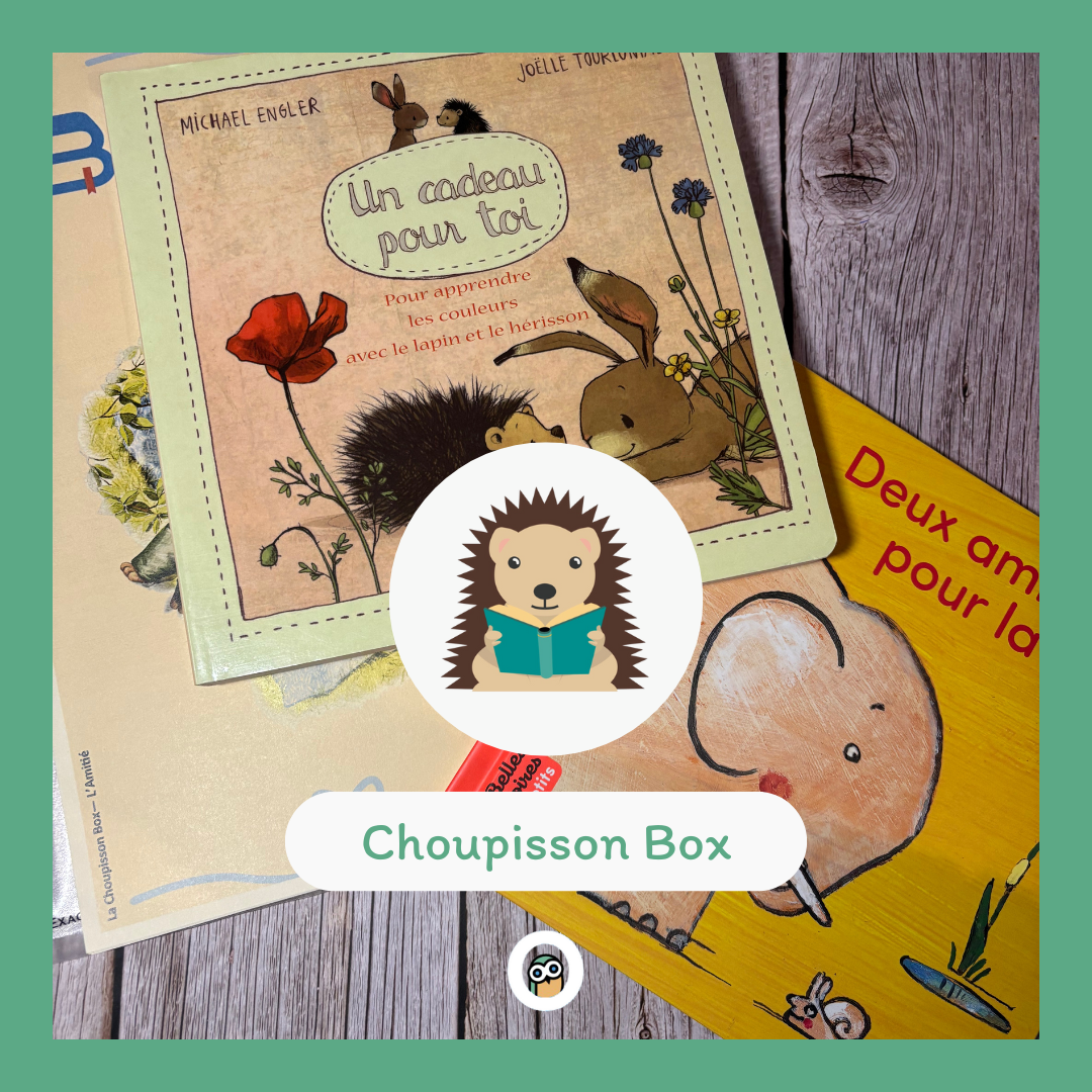 La Choupisson Box comprends des livres et activités pour enfants de 0 à 3 ans sur le thème de l'amitié, du partage et des liens qui se créent.