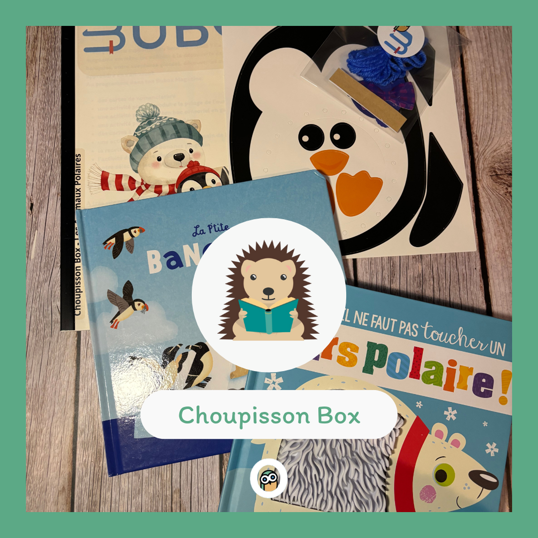 Pingouins, ours polaires et paysages glacés emmènent les tout-petits à la découverte du monde polaire. Une box idéale pour éveiller la curiosité et l’imaginaire autour d’animaux fascinants.